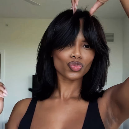 Face-Framing Layered Bob Glueless Wig | Wear & Go Swoop Bang Lace Wig