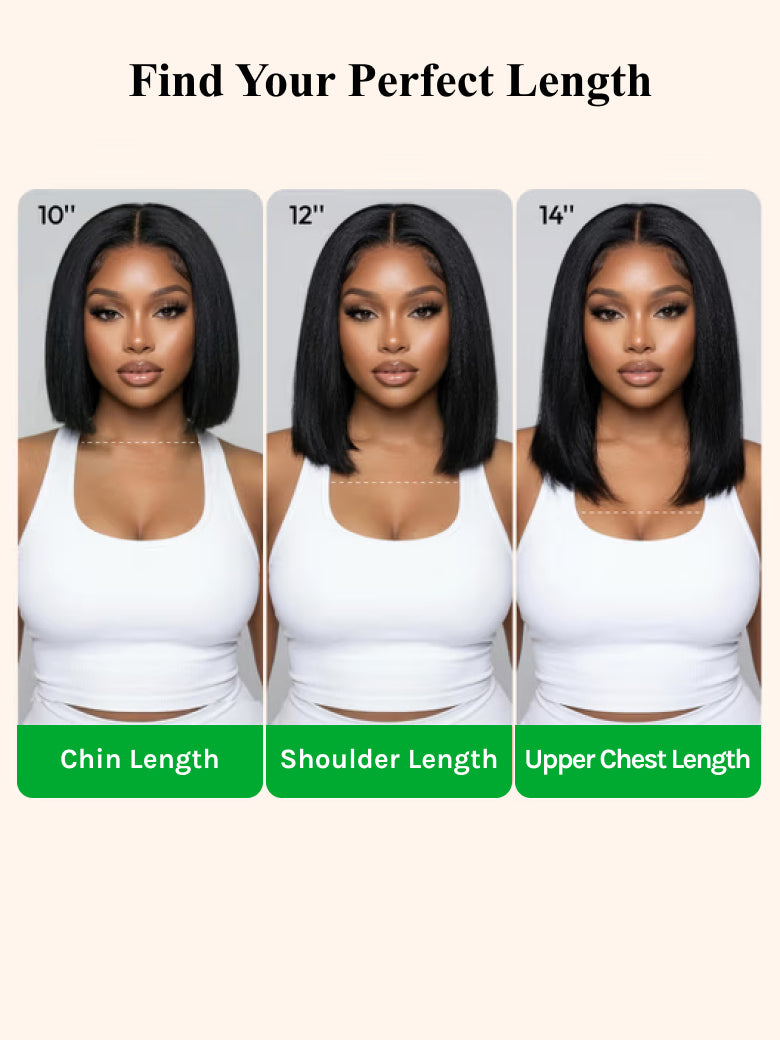⭐7x5 Glueless Lace Bob Wig – Natural Yaki Texture & Flattering Layered Style