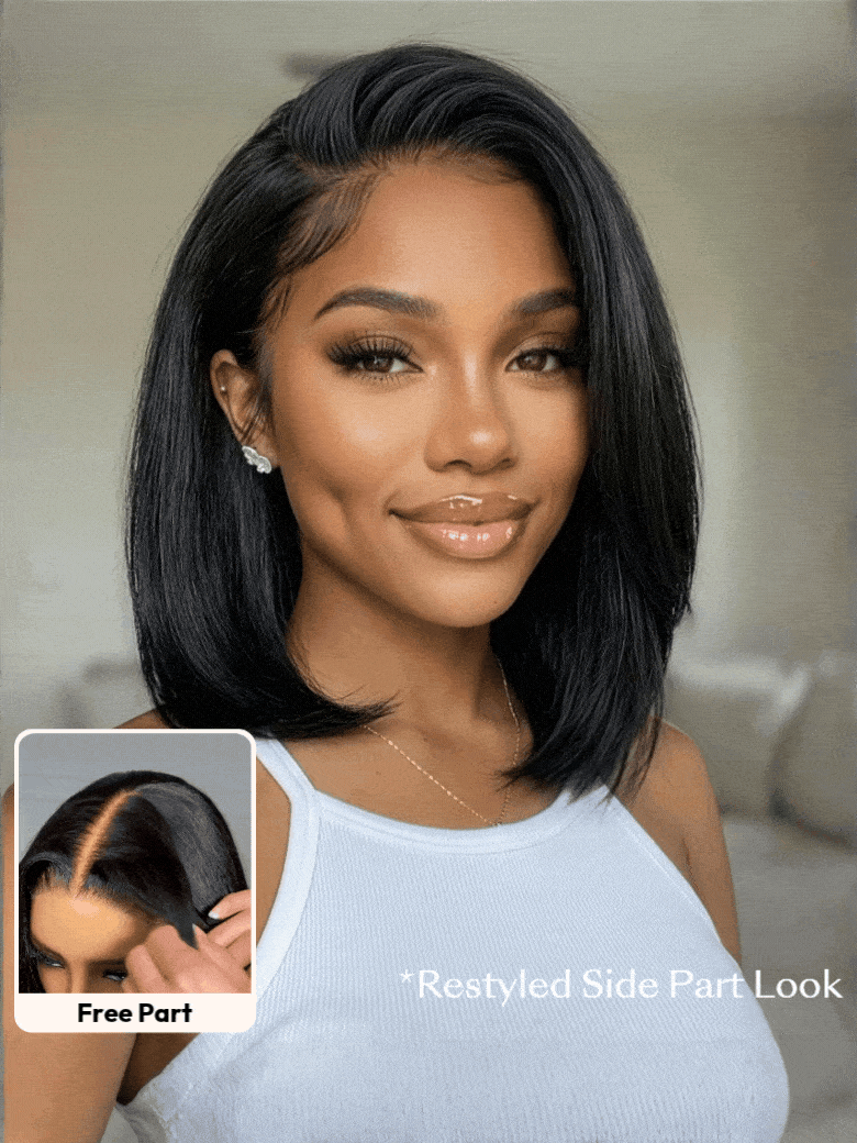 ⭐7x5 Glueless Lace Bob Wig – Natural Yaki Texture & Flattering Layered Style
