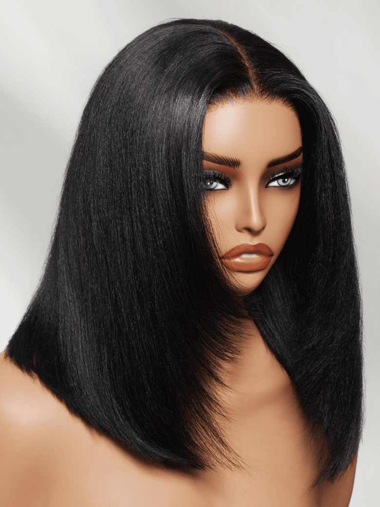 ⭐7x5 Glueless Lace Bob Wig – Natural Yaki Texture & Flattering Layered Style
