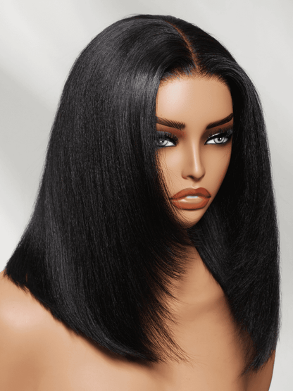 ⭐7x5 Glueless Lace Bob Wig – Natural Yaki Texture & Flattering Layered Style