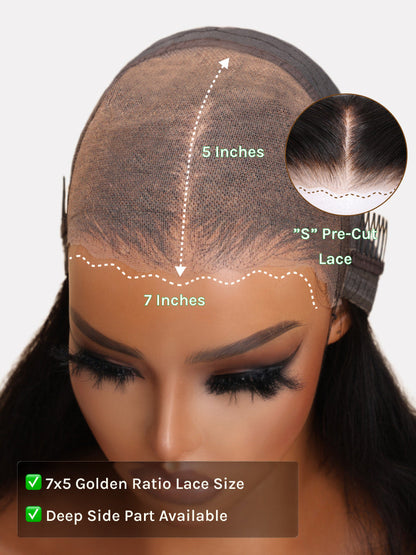 ⭐7x5 Glueless Lace Bob Wig – Natural Yaki Texture & Flattering Layered Style