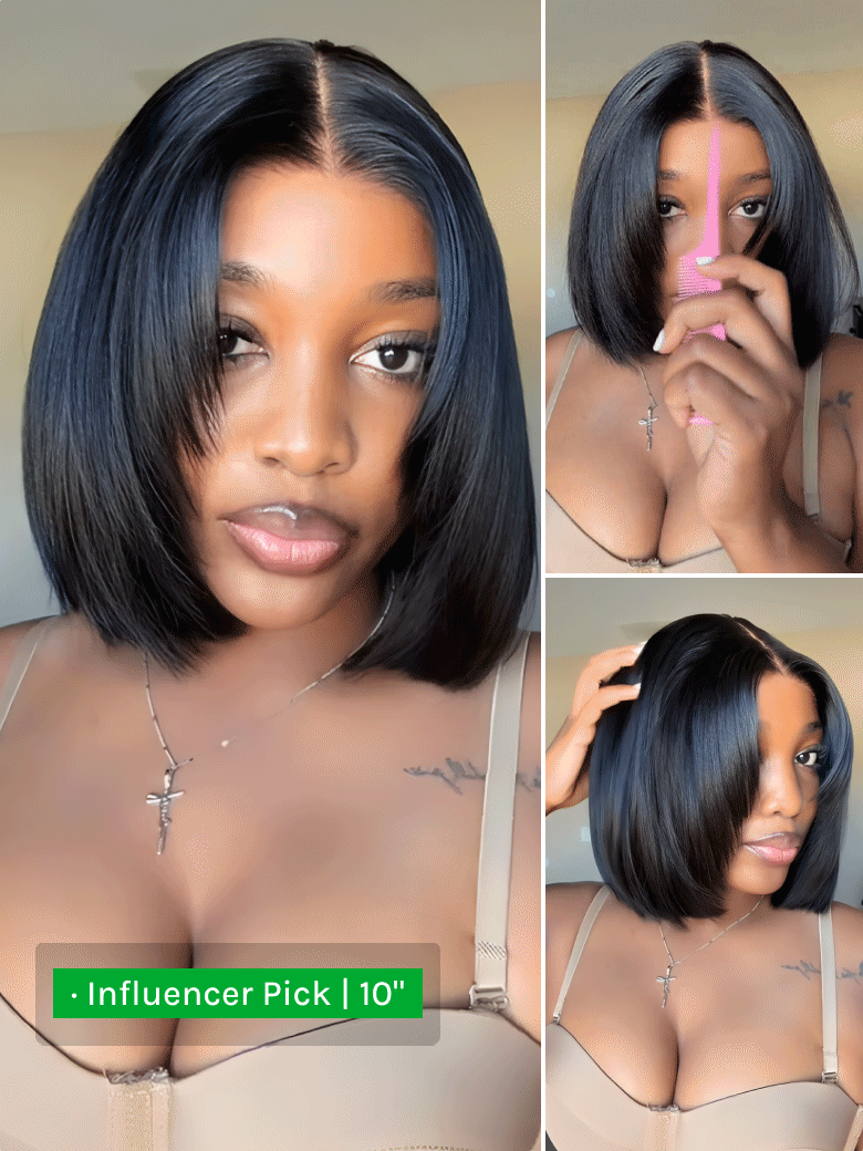 ⭐7x5 Glueless Lace Bob Wig – Natural Yaki Texture & Flattering Layered Style