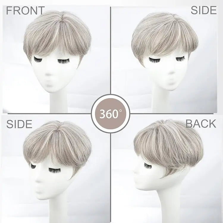 Hot Sale 🔥 Summer Breathable Lace Base Natural Short Remy Hair Topper