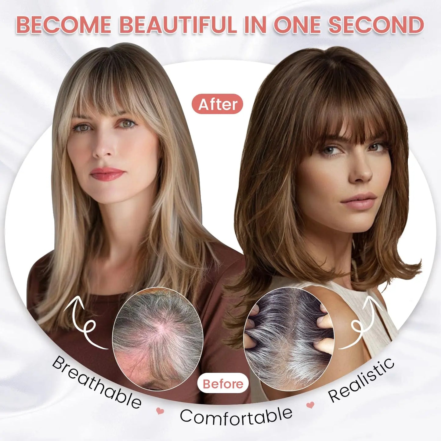 Face-Framing Bang Clip-In Hair Topper | Hairpiece for Sparse Top Hair